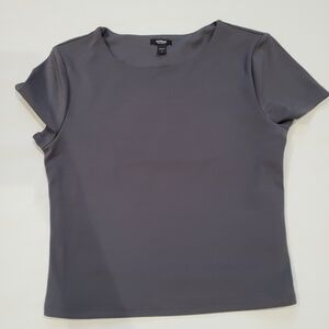 Express Slate steel blue short sleeve top with stretchy fabric